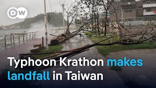 Weird Typhoon Krathon lands on Taiwans west coast  DW News [upl. by Erroll232]