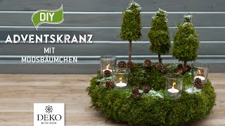 DIY natürlicher Adventskranz mit Moosbäumchen How to Deko Kitchen [upl. by Kostival]