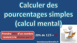 Calculer des pourcentages simples calcul mental [upl. by Odraboel]