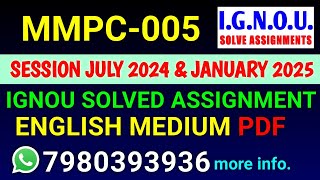 MMPC005 Solved Assignment 202425 English MMPC005 Solved Assignment 2425 MMPC 5 Assignment [upl. by Bradman]