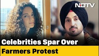 Actors Kangana Ranaut Diljit Dosanjh In Ugly Twitter Fight Over Farmers [upl. by Nodanrb48]