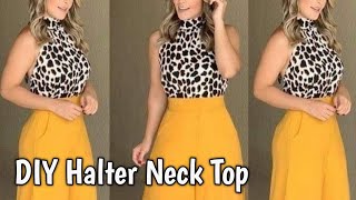 DIY halter neck top  cutting and stitching very easy method step by step [upl. by Burwell]