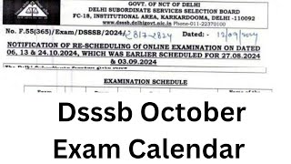 DSSSB October Exam Calendar  JA EXAM dsssb [upl. by Sukhum10]