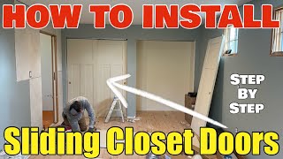 How To Install Sliding Closet Doors Including Hardware Cutting Door amp Full Installation Step By Step [upl. by Ttessil308]