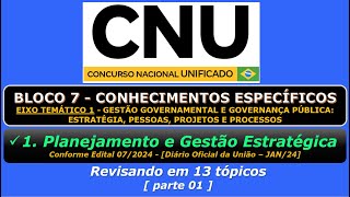 Planejamento e Gestão Estratégica  CNU  Bloco 7  Eixo Temático 1 [upl. by Steele145]