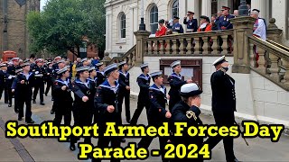 Southport Armed Forces Day Parade Veterans and Serving Military March [upl. by Hosbein]