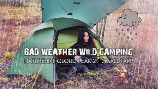 Solo Bad Weather Wild Camp with Tent amp Tarp  Fire Cooking 🌧️ Rain amp Wind  Naturehike Cloud Peak 2 [upl. by Damiani]