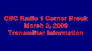 CBC Radio 1 March 2 2008 Transmitter Information [upl. by Laekim]