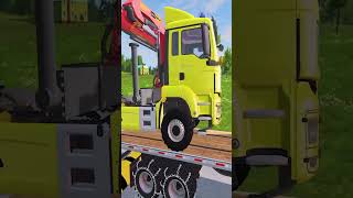 Double Flatbed Trailer Truck vs Speedbumps Train vs Cars  Tractor vs Train BeamngDrive 38 [upl. by Cally139]