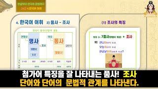 34강 첨가어 특징을 잘 나타내는 품사  조사 한글부터 한국어 문법까지 4 한국어 어휘 2 품사  조사 [upl. by Christi]