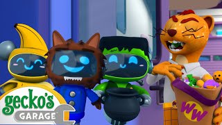 Trick or Treat Fun  Geckos Garage Halloween Cartoons  Moonbug Halloween for Kids [upl. by Trace378]