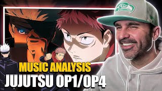 MUSIC DIRECTOR REACTS  Jujutsu Kaisen  OP 1 and OP 4 FULL [upl. by Olivero940]