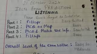 Prediction  21 October Ielts exam IDP amp BC Listening Reading and Writing [upl. by Reffinnej]