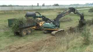 Excavator loads seldom half track dumper at Blerickthe NL [upl. by Pratt880]