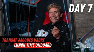 Lunch Time Onboard Malizia  Day 7  Transat Jacques Vabre [upl. by Matthei]