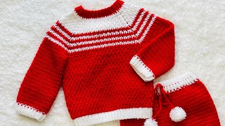 How to crochet pullover sweater for boys and girls from 03m and up to 24M EASY CROCHET PATTERN [upl. by Clarinda]