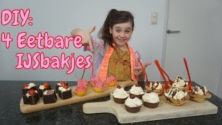 DIY  Zelf 4 Eetbare IJs Bakjes maken  Bibi Nederlands [upl. by Ronyam]