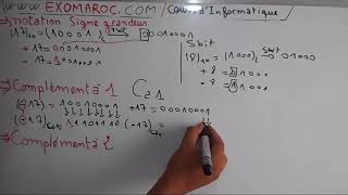 EP 06 Informatique S1codage notation signe grandeur complément à 1 et à 2 darija [upl. by Atinor]