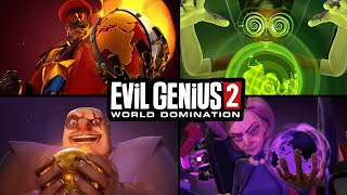 Evil Genius 2  ALL ENDINGS  Max Red Ivan Emma  Zalika Cutscenes in 4K [upl. by Durant]