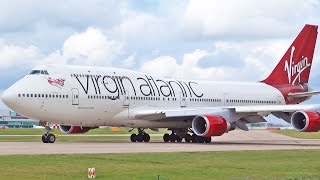 Virgin Atlantic Boeing 74741R Take Off at Manchester Airport Runway 23L [upl. by Rraval]