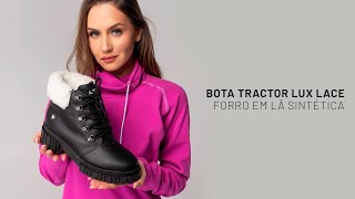 Bota feminina tratorada coturno forrado em lã com couro impermeável para neve Tractor Lux Lace [upl. by Aniara]