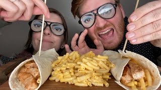 ASMR Mac amp Cheese BBQ Burrito Mukbang I Fell In A Nasty Thing StoryTime [upl. by Matthaeus922]