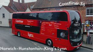 Norfolk from the upper deck  Coastliner 36 Fakenham to Kings Lynn Bus Station  July 2024 [upl. by Photina]