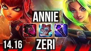 ANNIE vs ZERI TOP  Rank 8 Annie Dominating  EUW Challenger  1416 [upl. by Eniksre381]