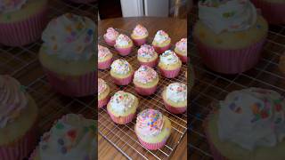 Funfetti cupcakes with vanilla amp strawberry buttercream funfetti sprinkles [upl. by Neik]