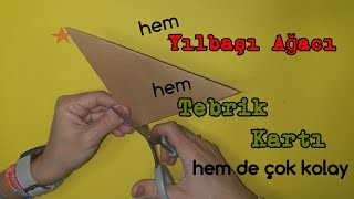 Yılbaşı Ağacı Yapımı  Yılbaşı Kartları  Yeni Yıl Kartı  Tebrik Kartı  DIY  Kendin Yap [upl. by Mccoy]