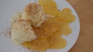 Recipe Ice cream with caramelized apple hearts  romantic dessert recipe diary [upl. by Weidner]