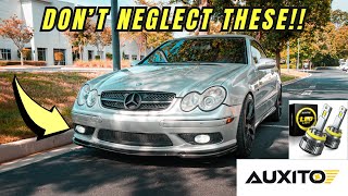 New AUXITO LED FOG Lights Install On The CLK500 Mercedes W209 [upl. by Ailisab]