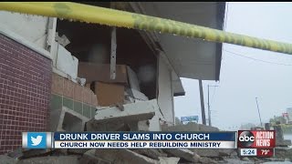 Drunk driver slams into church [upl. by Yelnats]