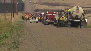 At least 4 homes destroyed in fully contained wildland fire near Byers [upl. by Htabazile]