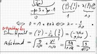 01B5 Abstand einer Gerade vom Ursprung senkrechte Vektoren Skalarprodukt [upl. by Nywled40]