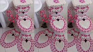 SET COMPLETO DE ADORNOS PARA TU BAÑO TEJIDOS A CROCHET [upl. by Nnyleve490]