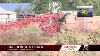 Balloon hits radio tower causing collapse in Albuquerque [upl. by Conan]