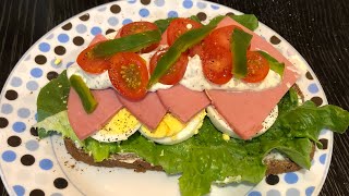 American making Danish Smorrebrod Bologna OpenFaced Sandwich Recipe Plus Pasta Salad Delicious [upl. by Eltsyrk251]