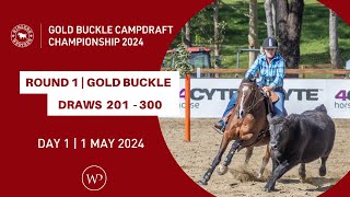 ROUND 1  Ringers Western Gold Buckle Campdraft Championship 2024  Draws 201 – 300 [upl. by Ynatsed672]