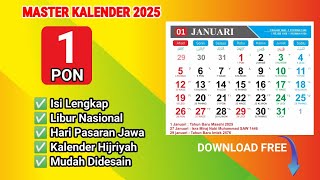 GRATIS DOWNLOAD TEMPLATE KALENDER TAHUN 2025 LENGKAP DENGAN HARI LIBUR NASIONAL [upl. by Anavi980]