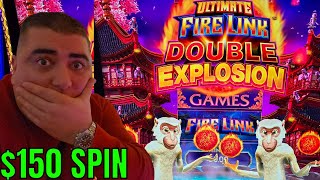 Hitting JACKPOTS On 150 Max Bets On DOUBLE EXPLOSION Fire Link Slot [upl. by Schwerin]