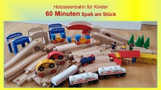 1 Stunde Holzeisenbahn für Kinder 9 Folgen am Stück  Spielzeug aus Holz Züge Fahrzeuge Schienen [upl. by Enelahs861]