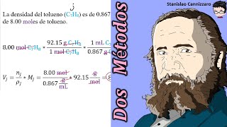 𝐌𝐎𝐋𝐄𝐒 𝐘 𝐃𝐄𝐍𝐒𝐈𝐃𝐀𝐃 Calcular el 𝐯𝐨𝐥𝐮𝐦𝐞𝐧 de tolueno C7H8 en 8 moles 𝐝𝐞𝐧𝐬𝐢𝐝𝐚𝐝 0867 gml [upl. by Erdnaek]