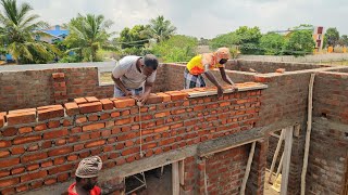 Brickwork TechniquesBuilding Roof Level Bricklaying Perfect with BricksBricklaying Roof [upl. by Enois182]