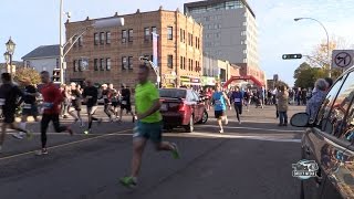 LADY DRIVES CAR INTO THE START OF THE PEI MARATHON [upl. by Farmann171]