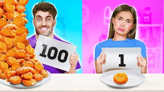 NEW 123 GO 100 LAYERS OF FOOD CHALLENGE  Lucky vs Unlucky Eating for 24 hours [upl. by Shafer]