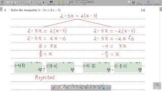 9709w20qp33 Q1 Topic 311 The Modulus Functions A Level Mathematics [upl. by Tiphane386]