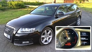 Audi A6 C6 Avant 20 tdi 140hp acceleration  0100 stock and chip  Чиптюнинг Гомель [upl. by Nekciv778]