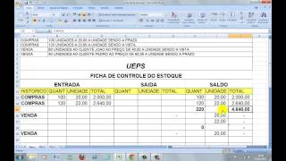 CONTROLE DE ESTOQUE UEPS [upl. by Bocoj512]