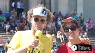 Slackline World Cup Munich 2014  interview Lukas Huber [upl. by Chiquia]